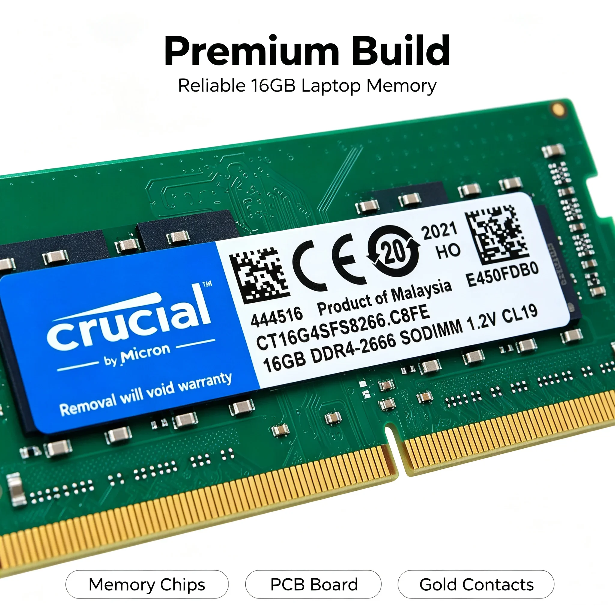 Crucial  1PCS/2PCS DDR4 Laptop RAM 16GB 2400 2666 3200MHz 8 Chips Green PCB SODIMM Notebook Memory - view 5