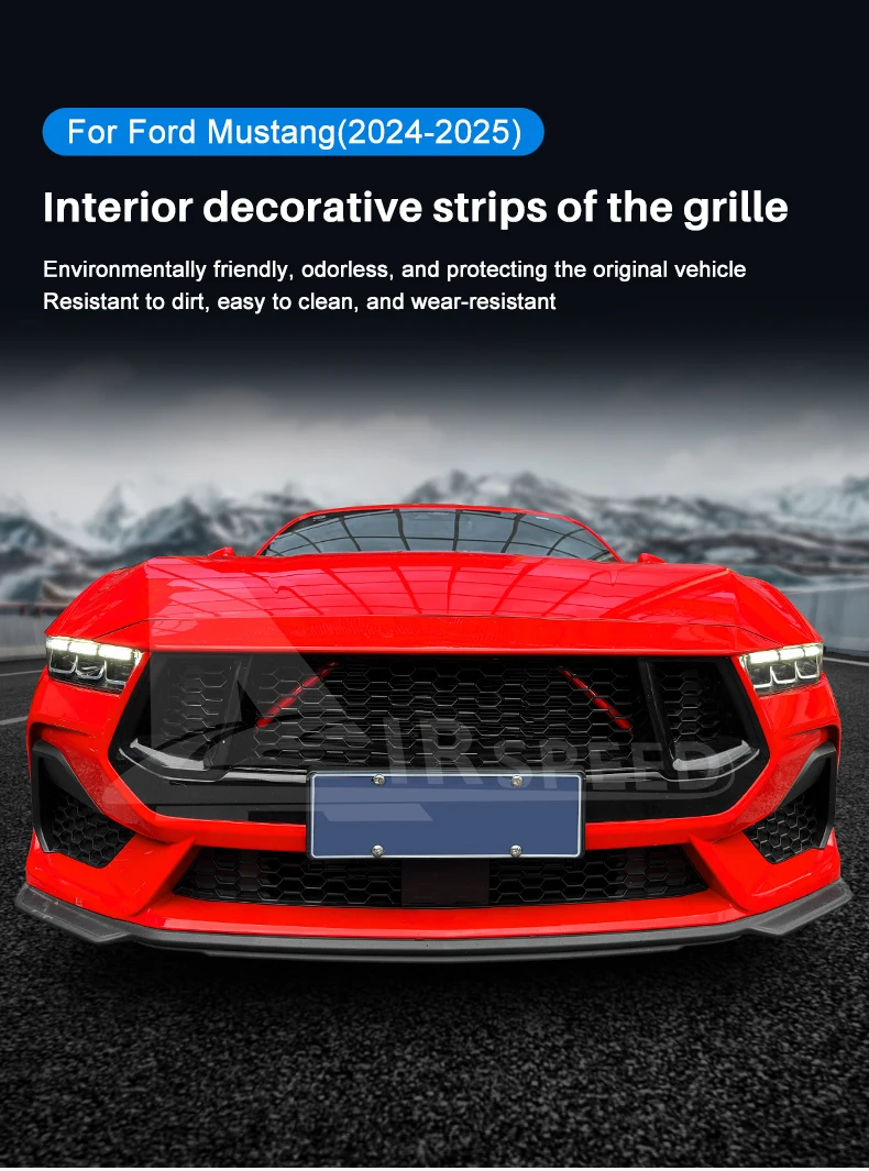 1 paar Auto Kühlergrill Trim Streifen Für Ford Mustang GT Dark Horse EcoBoost 2024 2025 Wrap Sport Styling Dekoration zubehör – Detail 1