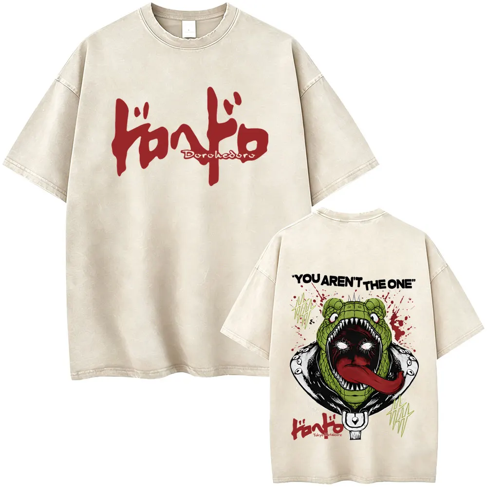 

Washed Vintage Anime Dorohedoro Kaiman You Aren't The One Graphic T Shirt Men Gothic Manga Rock T-shirt Men's Oversized T-shirts