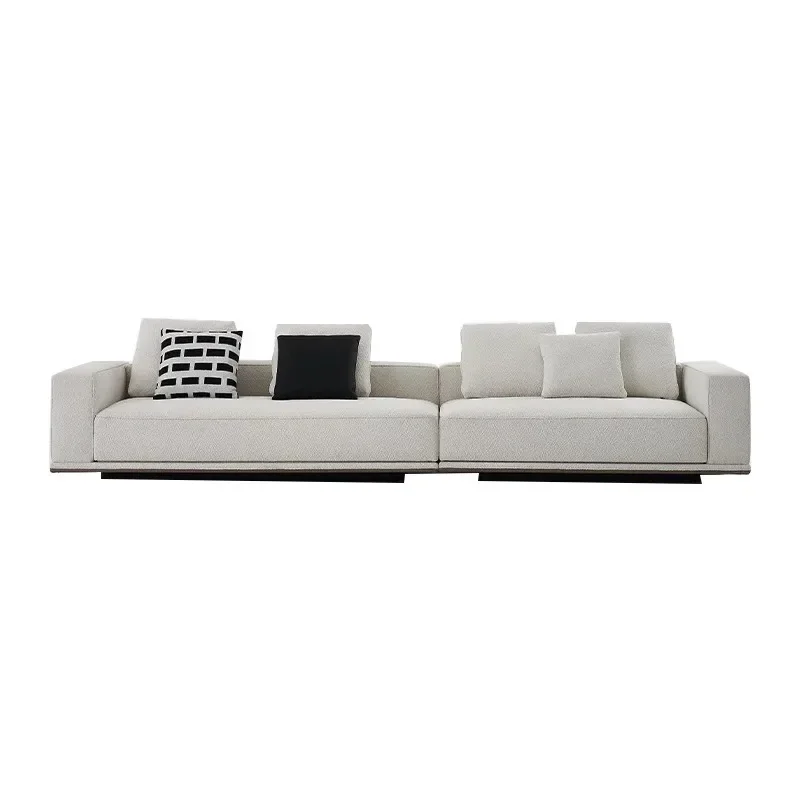 

Sofa Italian minimalist high-end cotton and linen fabric straight row corner villa large flat floor