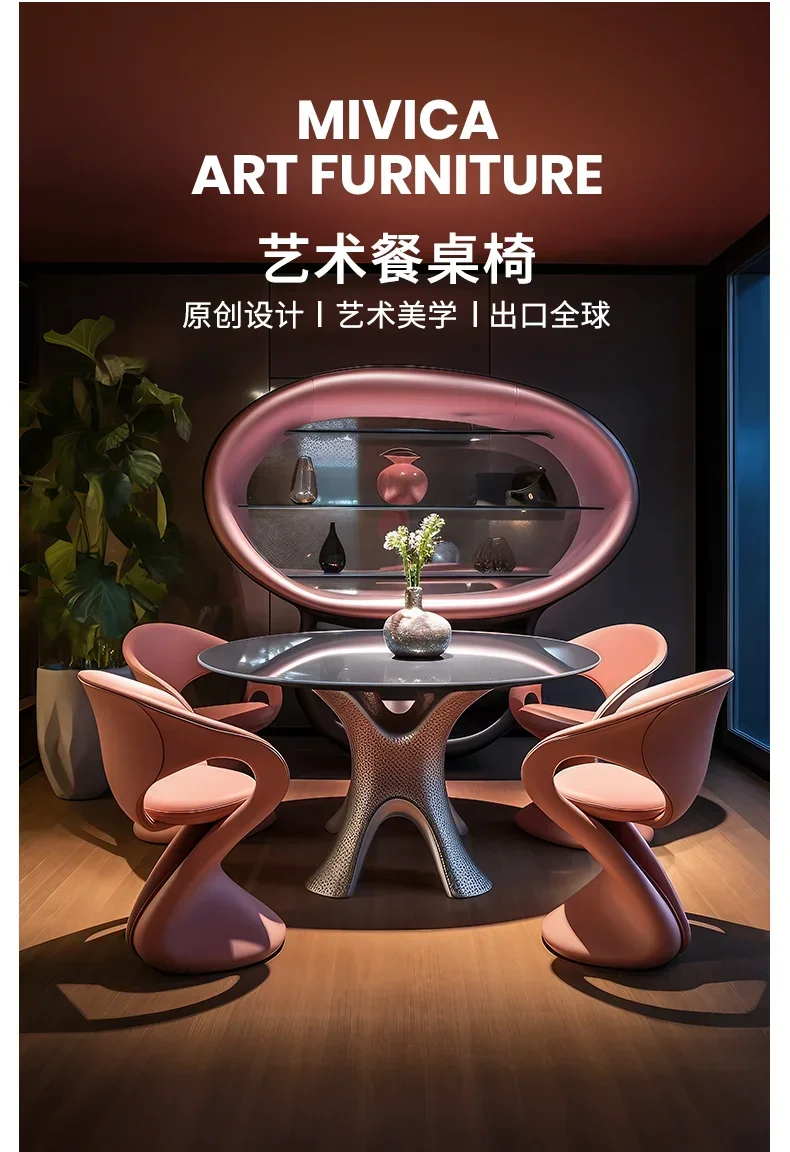 Круглый обеденный стол с художественной эстетикой, современная итальянская легкая роскошная мебель
