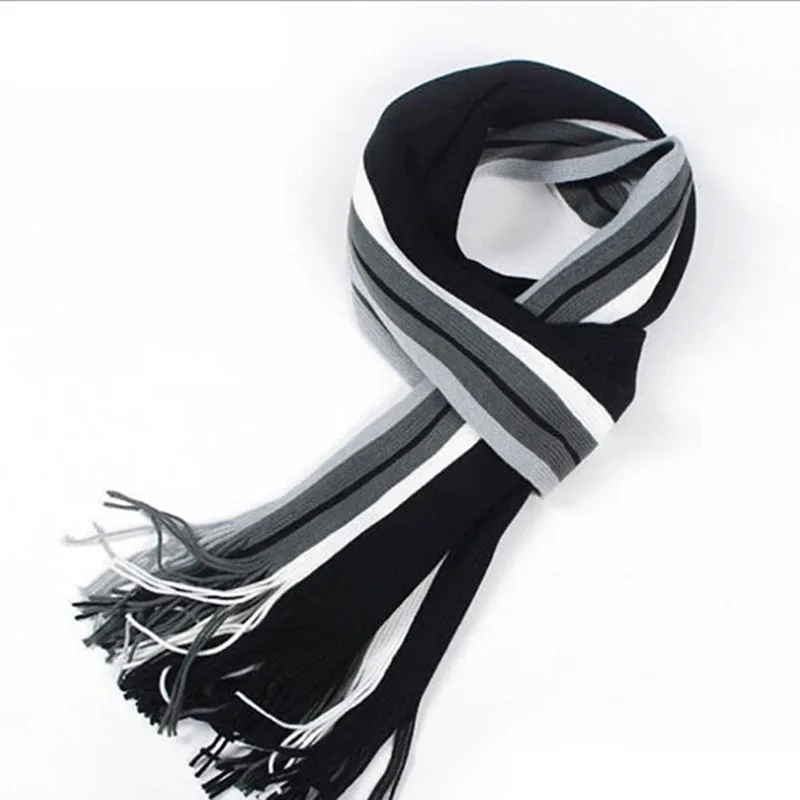 Hot Fashion Designer Men\'s Scarf Winter Classic Cashmere Warm Soft Fringe Striped Scarf Tassel Shawl Wrap Neckwarmer