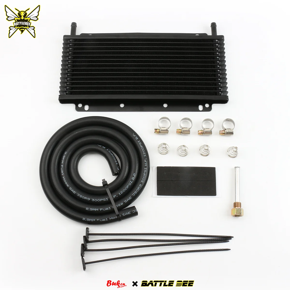 

Universal 14/19/25/32 Row Transmission Oil Cooler Kit Barb Tube & fin High Quality Aluminum Alloy Black With Package Box