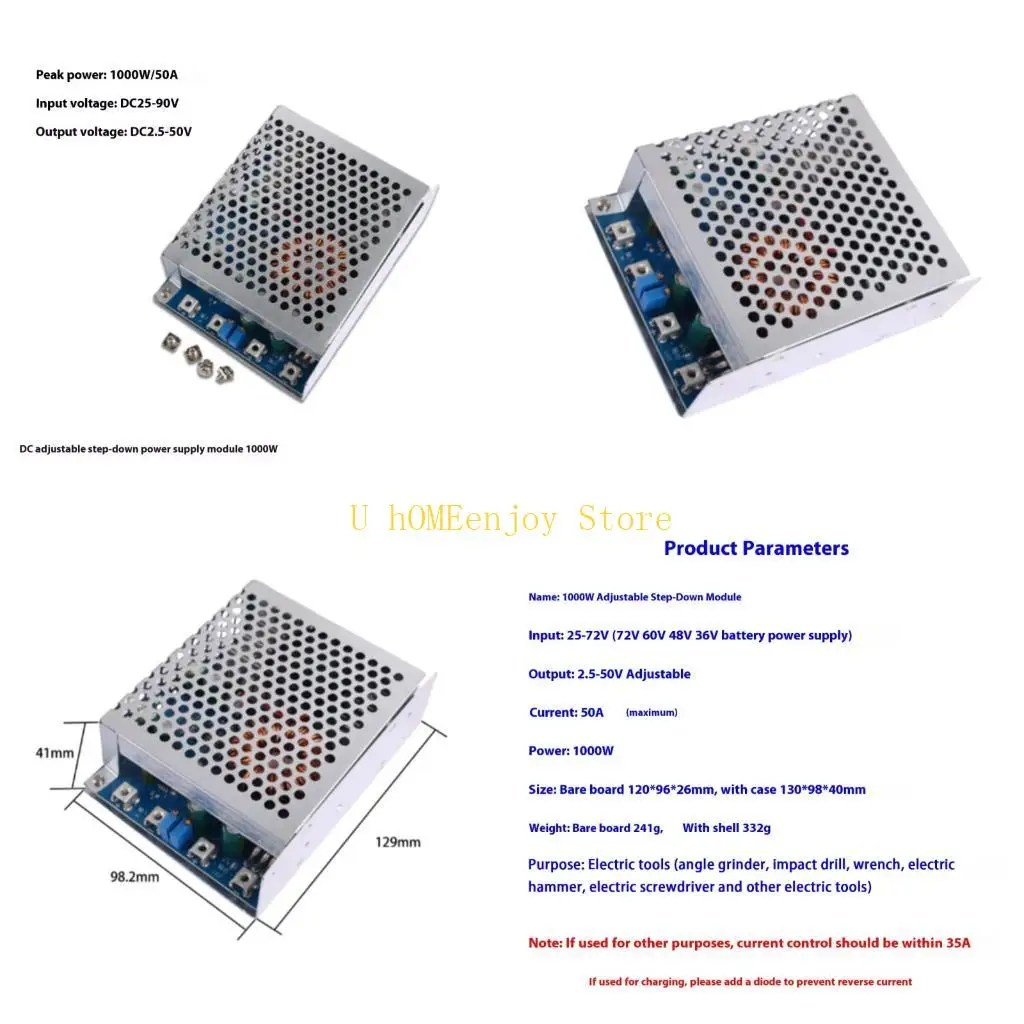 

B0KF MultiPurpose 50A 1000W Power Converter Module Compatible Various Equipment Home Car And DIY Projects Applications