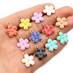 20pcs 17x14mm Flower Charms Pendant Enamel Alloy Small Cute Flower Charm DIY Jewelry Accessories Findings for Necklace Earrings