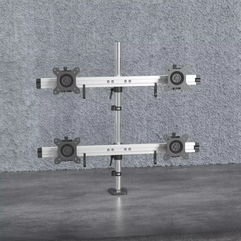 Heavy Duty Aluminum Quad Monitor Mount for 32 Inch Screens VESA 75x75 100x100mm Desktop Stand Adjustable Arm Holder Bracket