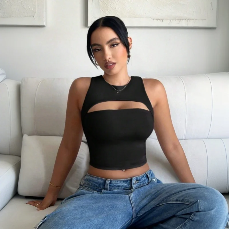 

Spring and Summer New Women's Hollow Out Camisole Ultra Short Crop Top