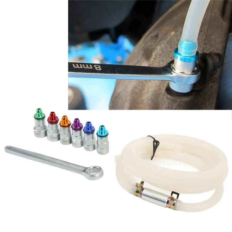 

Lasting Brake Bleeder Wrench Spanner Kit 1 Drain Hose 6 Adapters Metal Sturdy Universal For Car For Light Truck