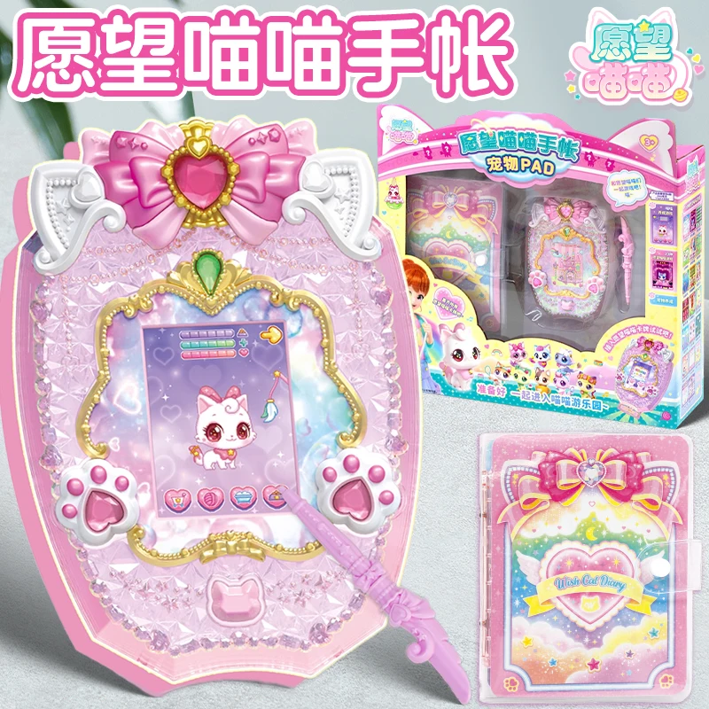 Wishful Meow Cat Toy Set for Little Girls Birthday Pretend Play Love Heart Cat Dollhouse Accessory Complete Set for Children