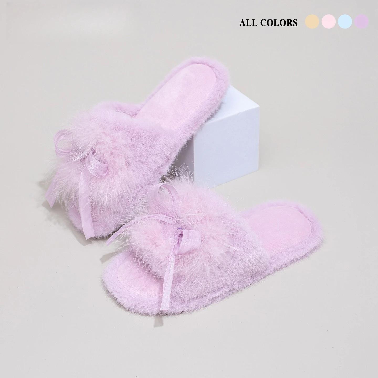 

Fashion Womens Open Toe Slippers Cozy Plush House Shoes Non Slip Warm Winter Indoor Slippers