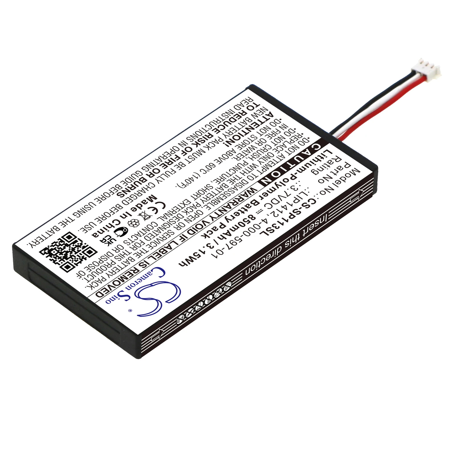 

CS Replacement Battery for Sony PSP GO,PSP-NA1006,PSP-N100 PN:LIP1412,4-000-597-01 850mAh / 3.15Wh