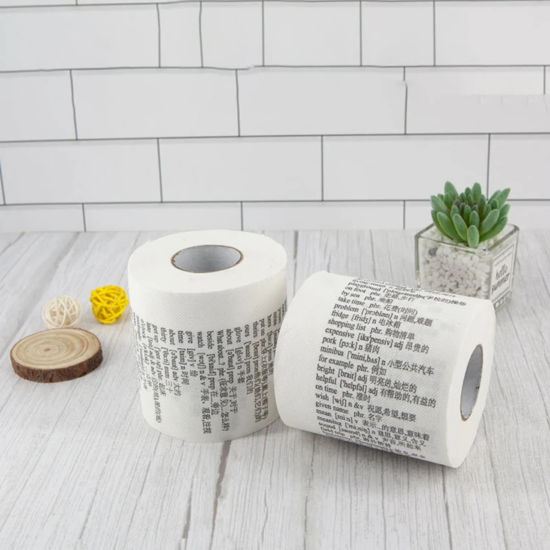 1PC Creative English Words Toilet Paper Roll Paper Towel Tenacity Durable Funny Printed Toilet Paper Bathroom Accessories