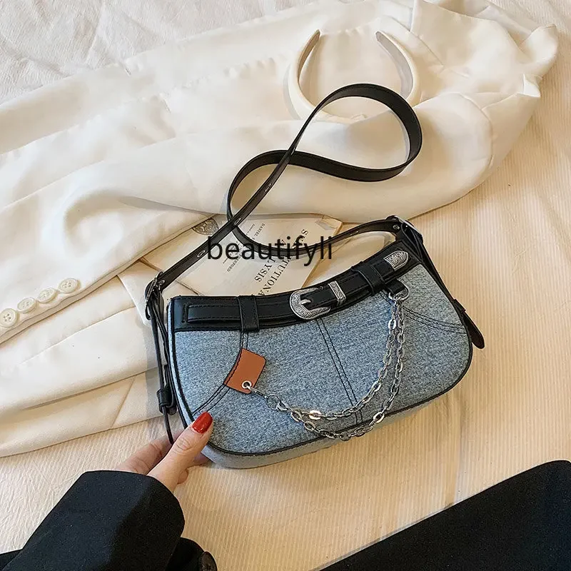 zq Special-Interest Design Bag Summer Fashion Shoulder Underarm Bag Denim All-Match Messenger Bag