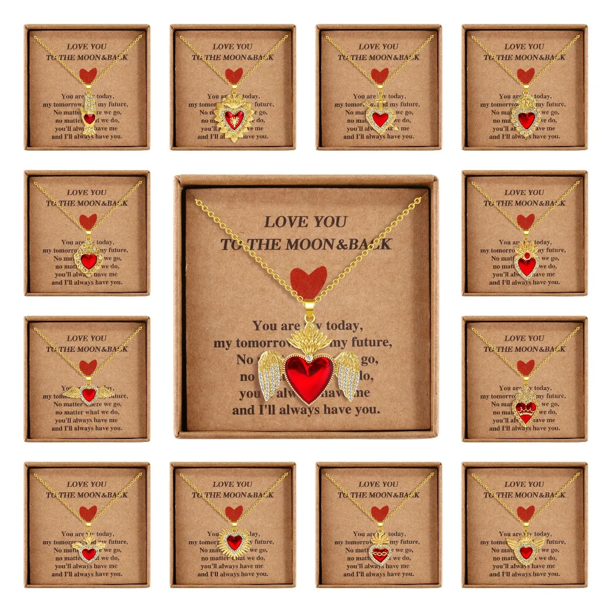 

Decoration Heart-Shaped Pendant Necklaces Woman Trend 2024 New In Women'S Neck Chain With Gift Box Jewelry Plated Genuine Gold