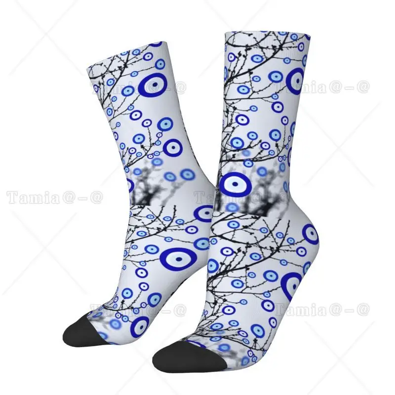 Cool Men's Turkish Evil Eye Tree Dress Socks Unisex Comfortable Warm 3D Print Mediterranean Amulet Crew Socks
