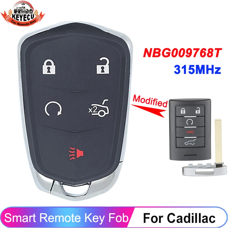 

KEYECU NBG009768T 315MHz Upgraded Smart Key Fob For Cadillac SRX ATS XTS 2010 2011 2012 2013 2014 2015 5 Button Remote