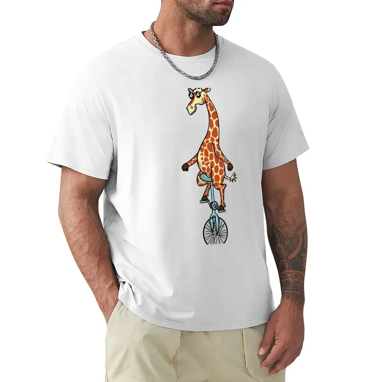 Sunglassed Giraffed Giraffe Unicycle T-Shirt customizeds customs design your own mens big and tall t shirts