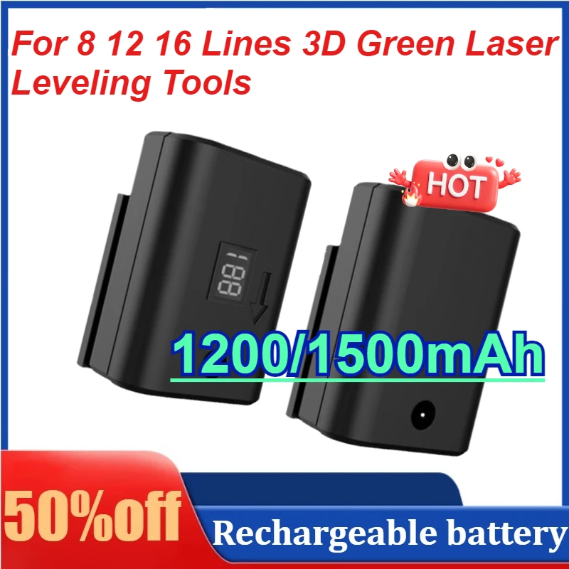 

1200/1500mAh for 8 12 16 Lines 3D Green Laser Leveling Tools Rechargeable Battery with Digital Display