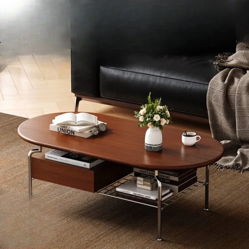 

Medieval style coffee table, living room household small apartment, light luxury solid wood cream style simple