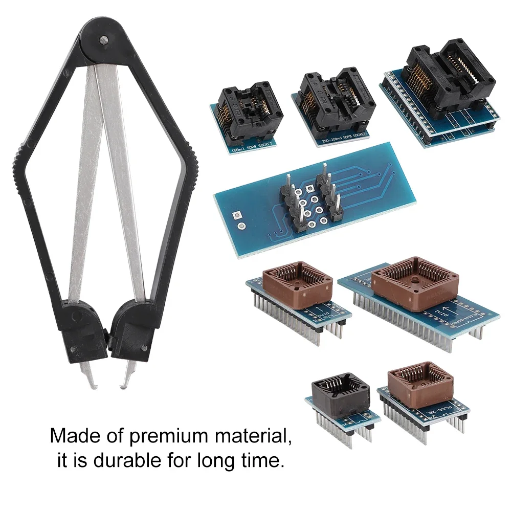 Kit de douilles d'adaptateurs de programmeur 9 pièces pour extracteur IC TL866CS TL866A EZP2010, clip de test TL868CS
