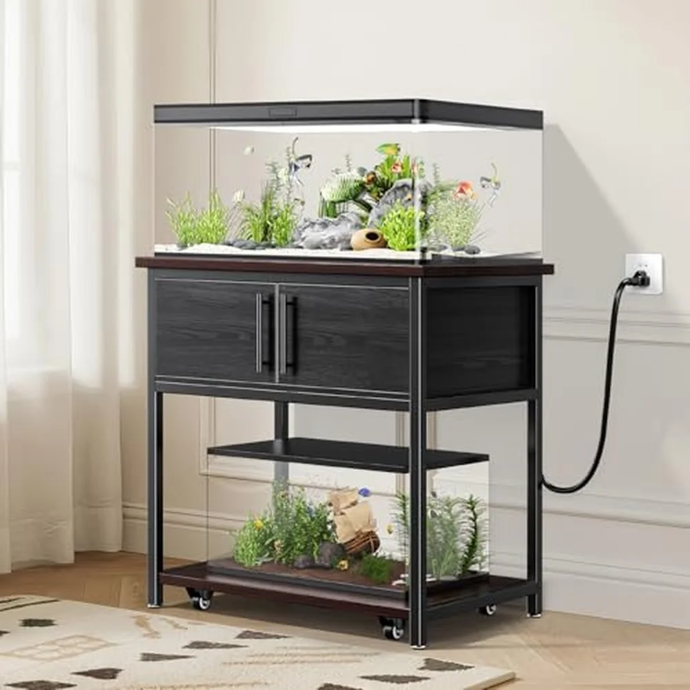 20 29 Gallon Fish Tank Stand with Power Outlet and Slide Out Shelf