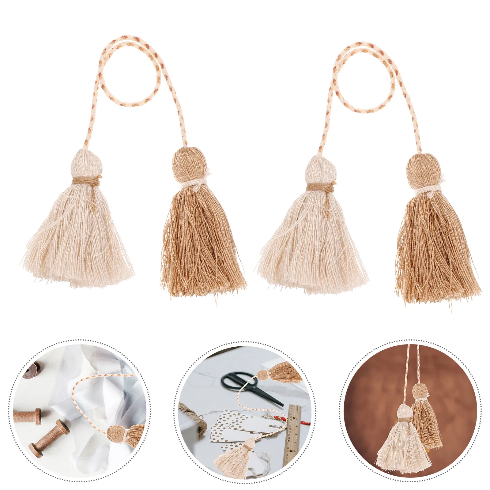 

2pcs Delicate Cotton Tassel Diy Accessories For Curtain Pillow Decor Flow Design Hanging Pendant Key Chain Charm Craft