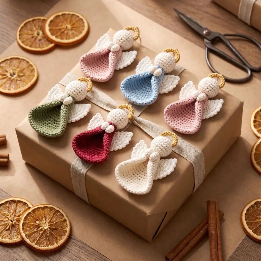 Wings Girl Crochet Angel DIY Kit Handmade Cute Knitted Angel Pendant Exquisite Beginner-Friendly Christmas Hanging Ornament