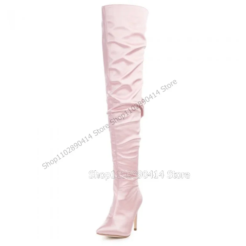 الأرجواني الأحمر الوردي مطوي تصميم أشار تو الأحذية الجانب سستة النساء أحذية رقيقة عالية الكعب موضة الحفلات 2023 Zapatos Para Mujere