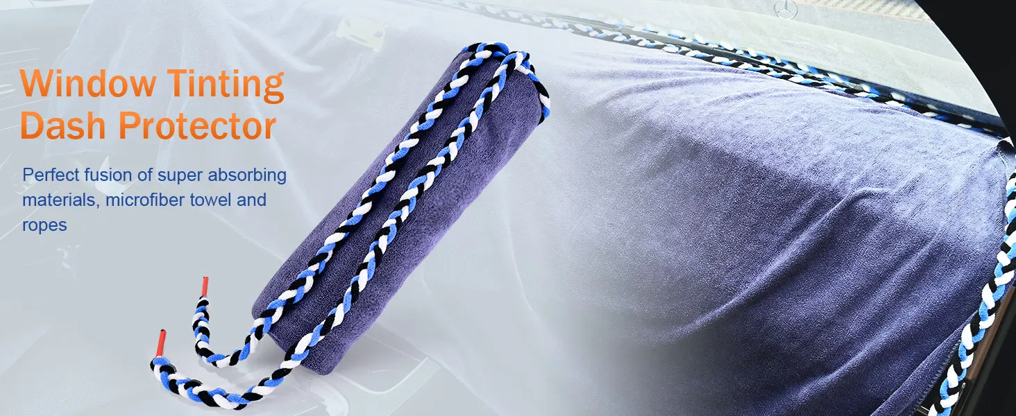 FOSHIO Windschutzscheiben-Reinigung, Auto-Armaturenbrett-Abdeckung, Tuch, Mikrofaser-Handtuch, Wasseraufnahme, Seil, Vinyl-Schutzfolie, Installationswerkzeug – Detail 1