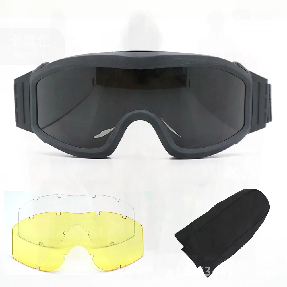 

Тактические военные очки для фанатов CS, защита для уличной стрельбы, противоударный комплект с тремя линзами, спортивные очки унисекс для велоспорта