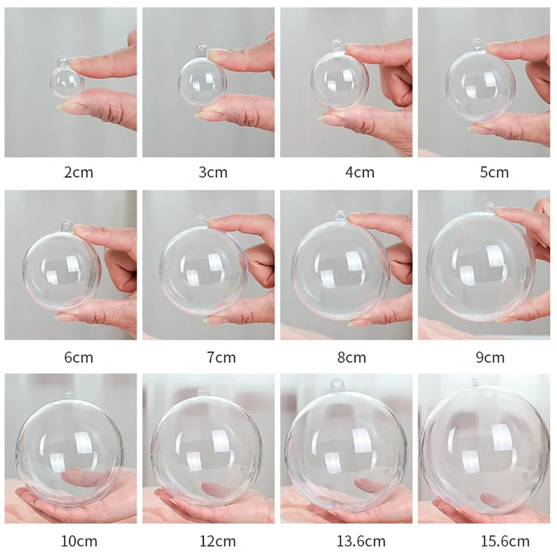 Clear Plastic Hollow Ball Diameter 10-200mm Transparent Ball for DIY Handmade Decorating Game Console Art Pieces