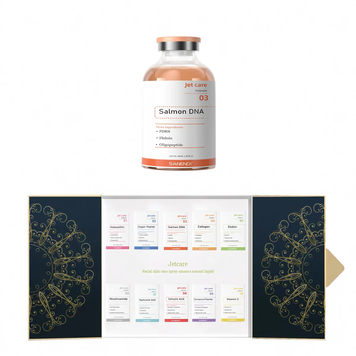 

Jetcare acial skin care spray essence aerosol liquid hydrating and firming nicotinamide, salmon DNA, vitamin C skin care essence