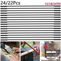 22/24Pcs Coping Saw Blades 15/18/24TPI High Carbon Steel Cutting Saw Blades Woodworking Tools for Wood Plastic Metal Cutting