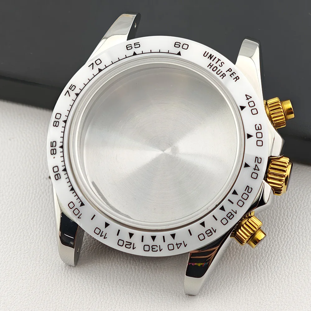 39,3 mm VK63 Silber/Gold Herrenuhren Stahlgehäuse FIT VK63 Uhrwerkgehäuse Uhrenzubehör Uhrenteile Passend für 20 mm Armband Uhrenbox