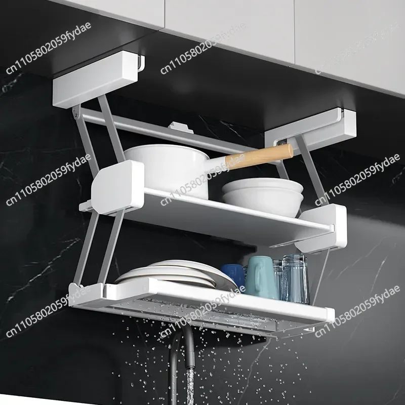 New Kitchen Preparation Rack, Hanging Cabinet, Pull-down Storage Rack, Dishes, Wall Seasonings, Storage, Drain Rack, Wall-mounte