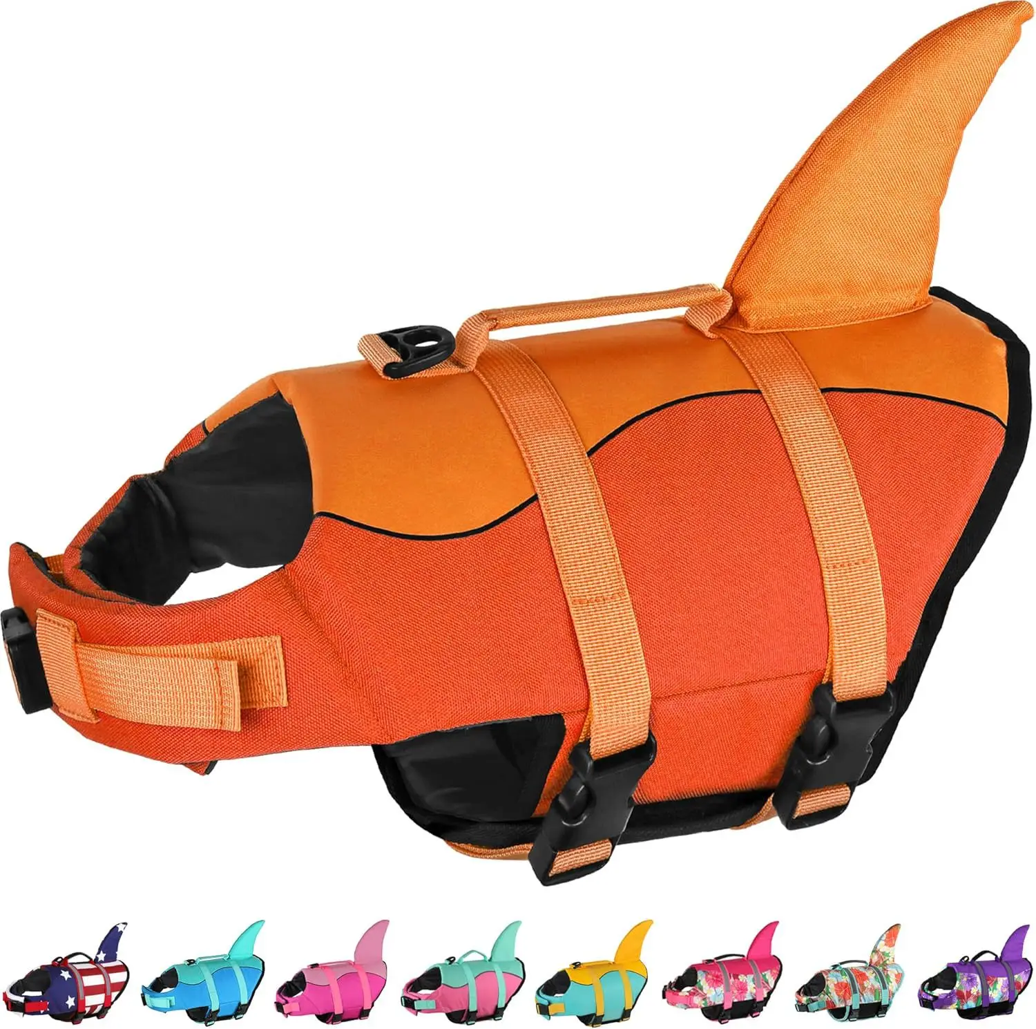 Pet life jacket dog outdoor swimming shark large dog view 4