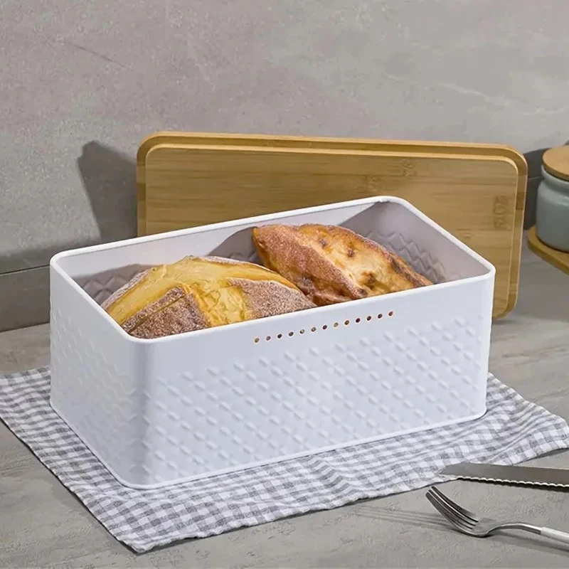 Bread Storage Box Metal Bread Box With Bamboo Lid Reusable Large Capacity Bread Storage Container Kitchen Storage Jar Supplies