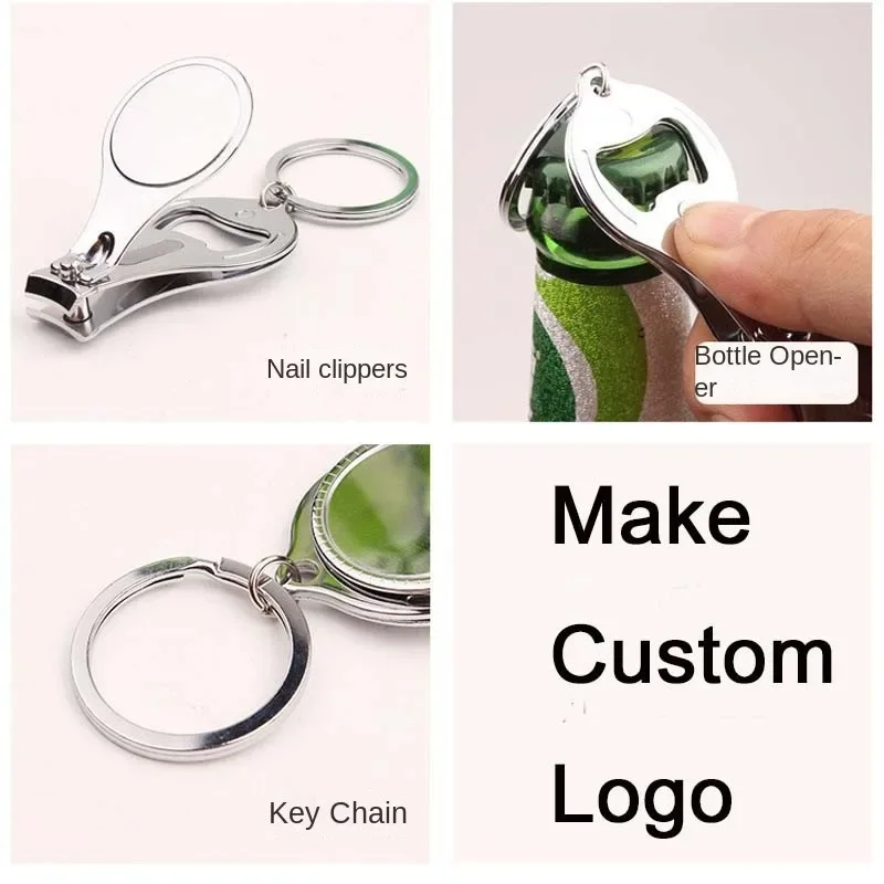 2pcs / Pack Nail Clipper Keychain Bottle Opener Practical Beer Opener Keychain Portable Kering