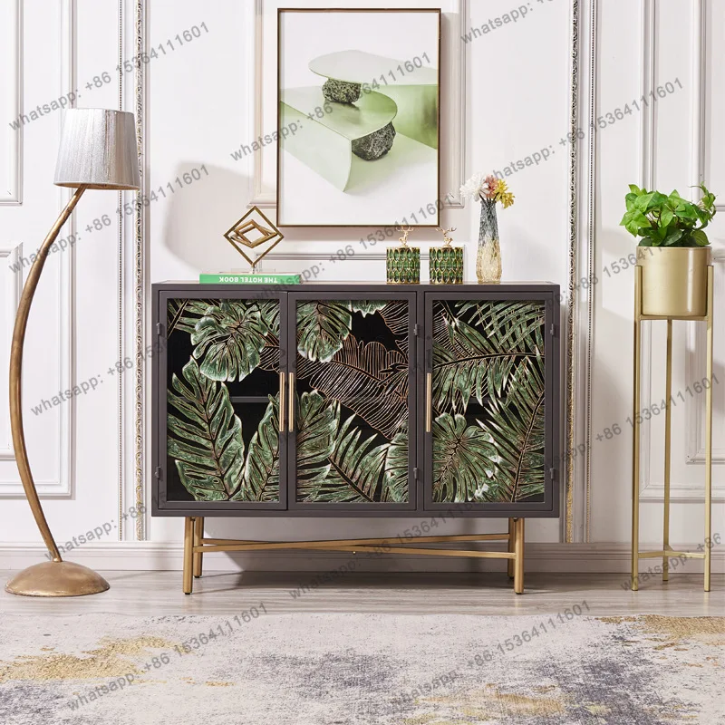 Zj. Entrance entrance decorative cabinet three doors glass side cabinet factory wholesale