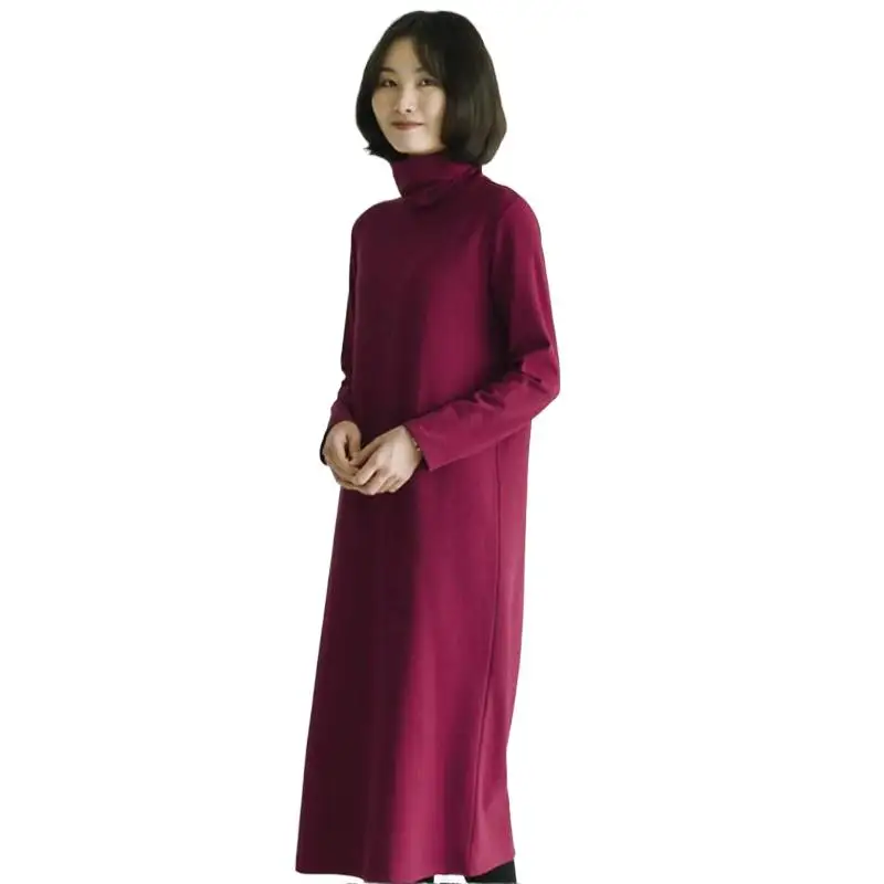 

Fashion 2024 Autumn Winter Women' Dress Female Long Straight Dress Vestidos 10 Colors Grey Black Wine Blue vintage clothes