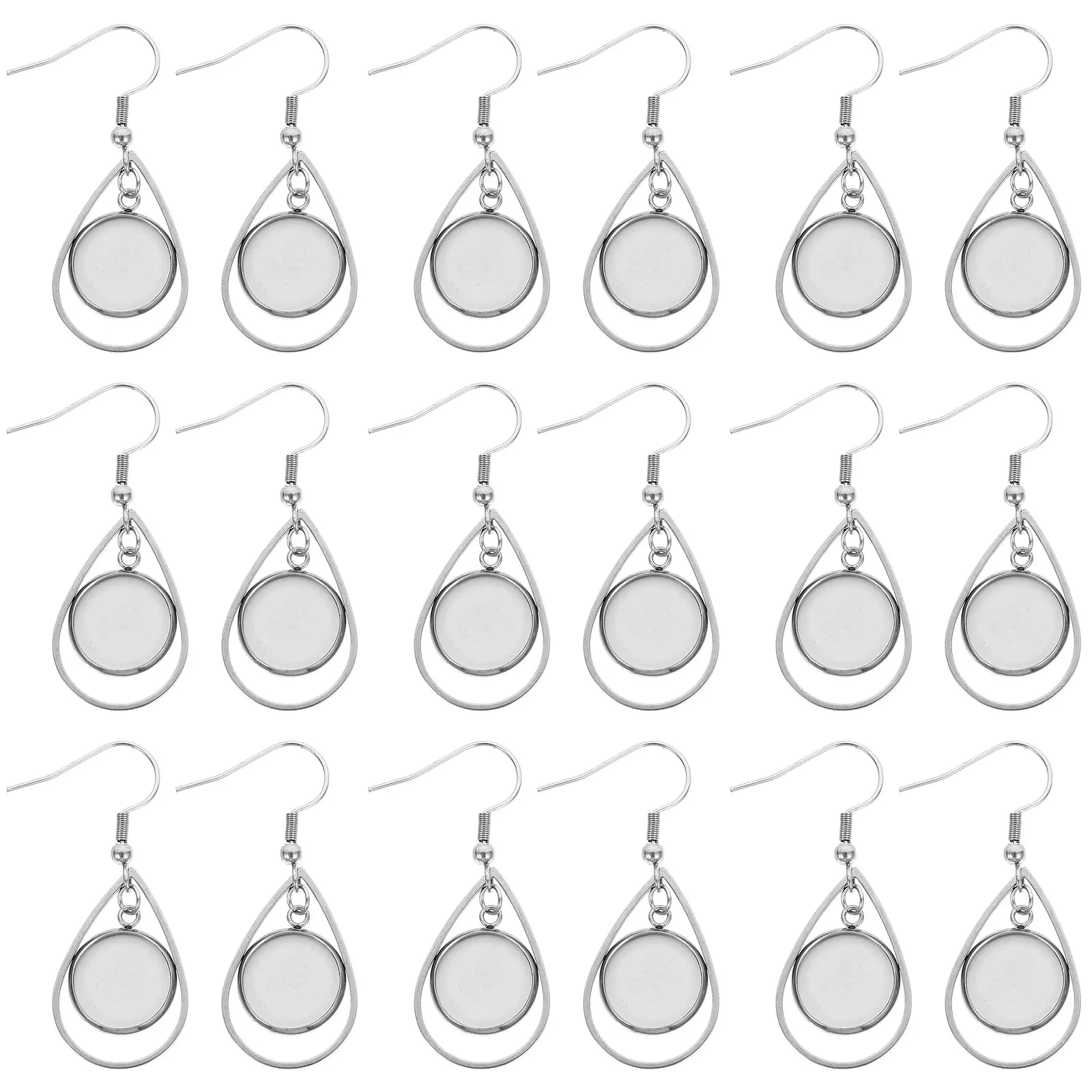 

20pcs Stainless Steel Hooks Bezels Diy Jewelry Making Accessories Lightweight Durable Base Blanks Pendant Trays For Resin