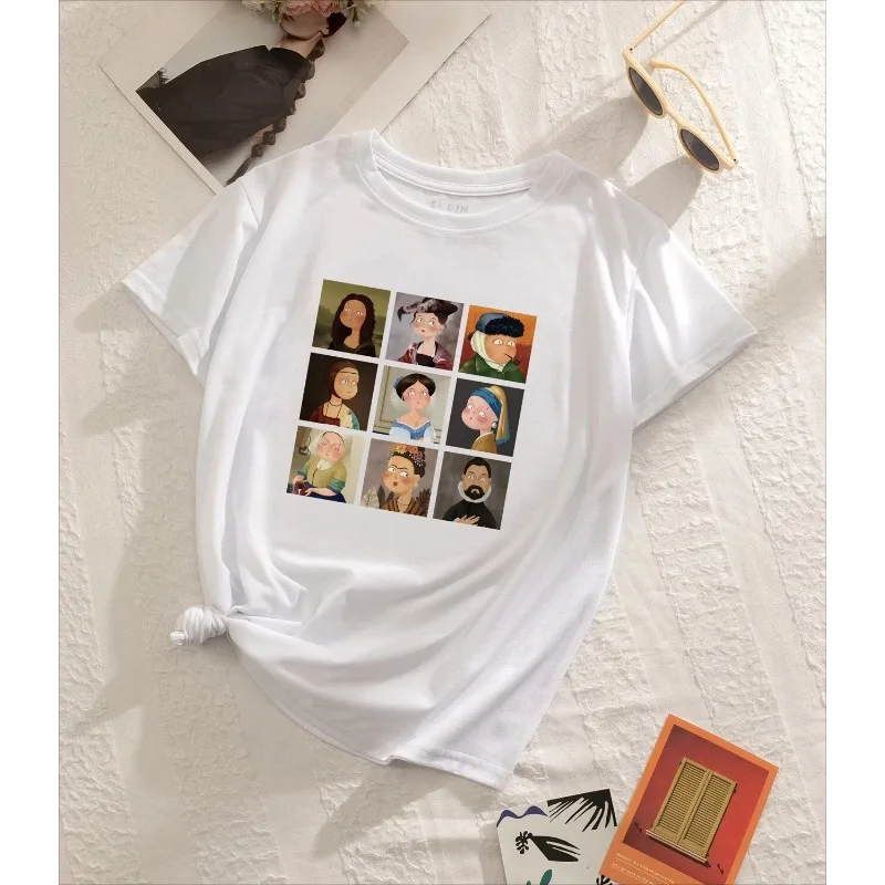 90s Retro T-shirt Fashion Top T-shirt Female Vincent Van Gogh Harajuku Aesthetic T-shirt Female Oil Painting Ullzang Fun T-shirt