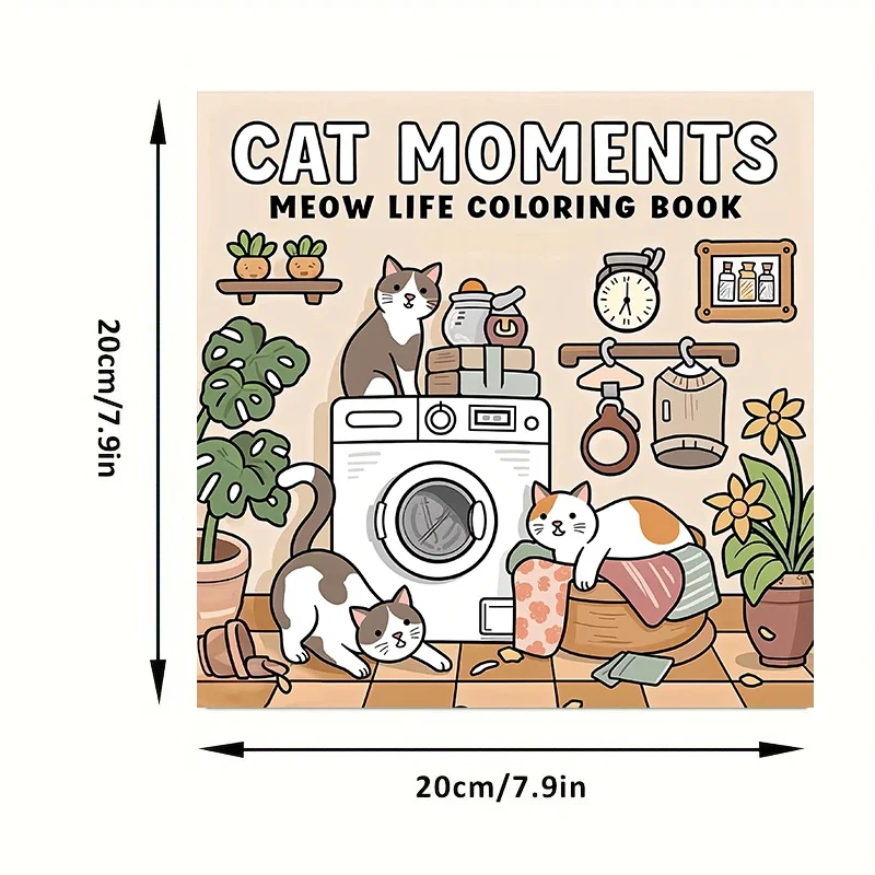 28 Pages Cozy Cat Moment Coloring Book for Adult | Colouring Book for Stress Relief, Birthday Day Gift, Back to School Supplies