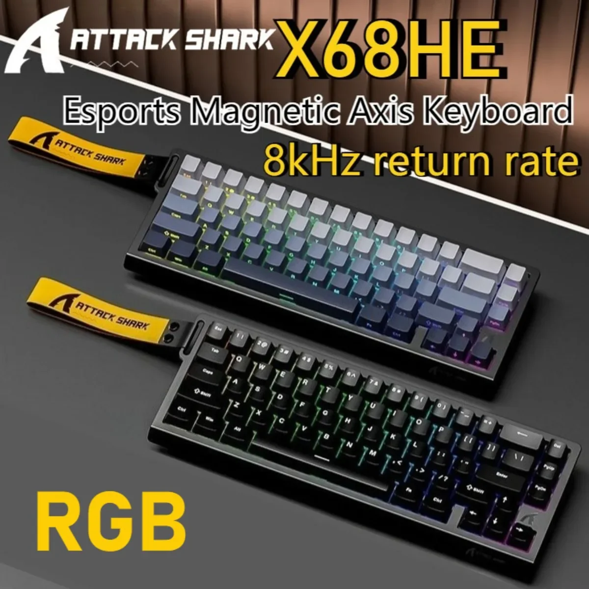 

ATTACK SHARK X68HE Wired RGB Keyboard Magnetic Switch 8K Low Delay 0.01mm RT Accuracy 128K Scan Rate Esports Gaming Keyboard