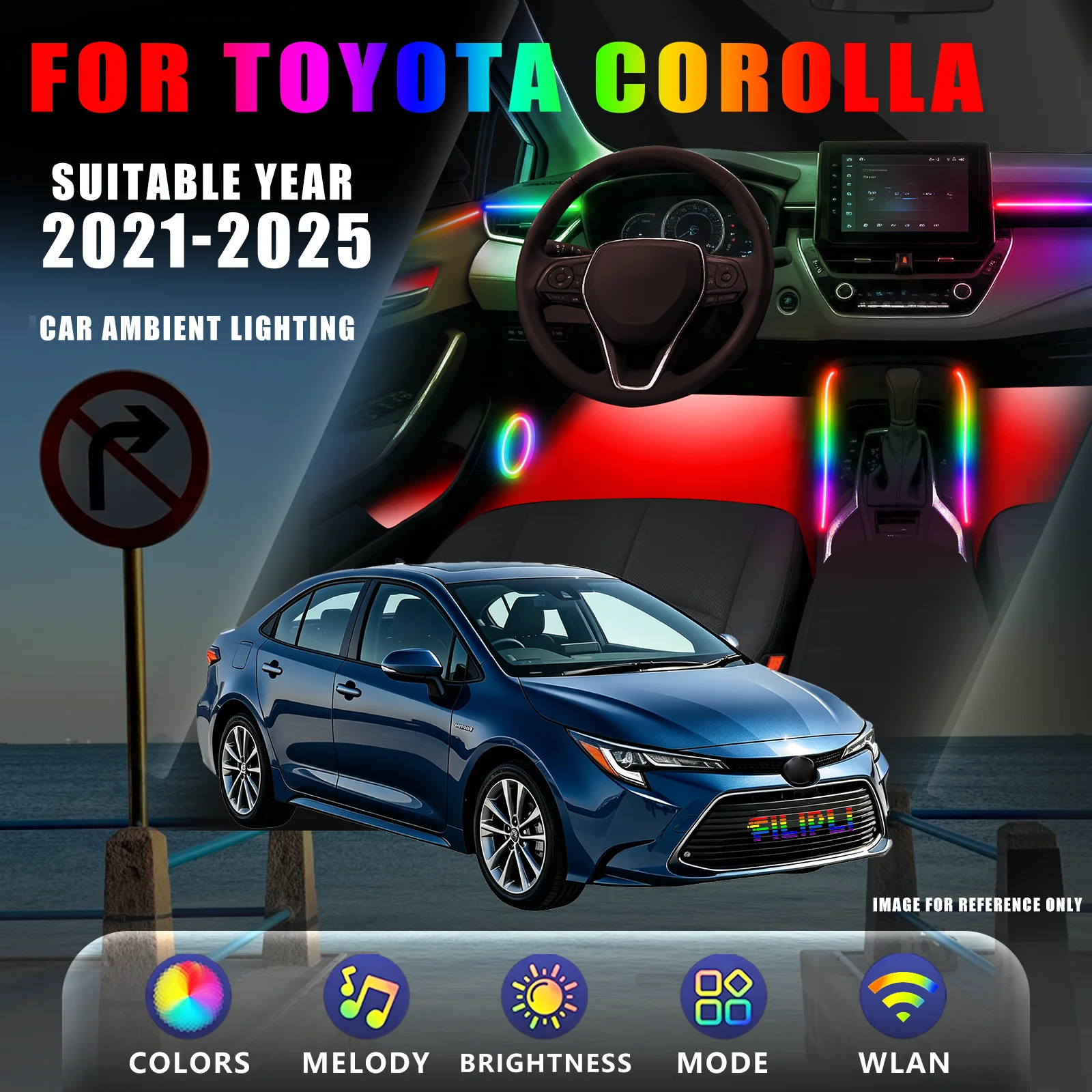 FOR TOYOTA Corolla 2021-2025 DREAM COLOR 6 Lights car ambient lighting kit acrylic hidden led strip lights music rhythm sync car footwell lights plug and play setup custom mood atmosphere lamp car interior styling accessories