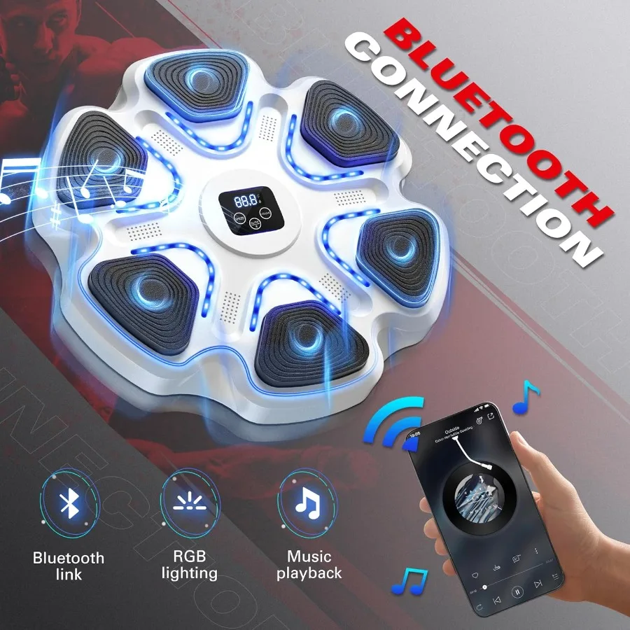 Wall Mounted Music Boxing Machine with Gloves for Adults: Smart Bluetooth Interactive Training Equipment for Home and Gym Elect