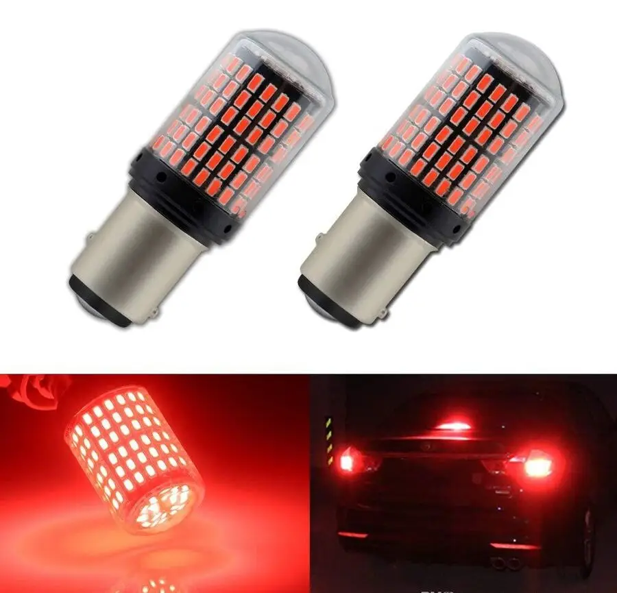 2x Car Bulbs LED 144SMD 1157 LED Tail Bulb Brake Lights Auto BAY15D LED Bulbs x2