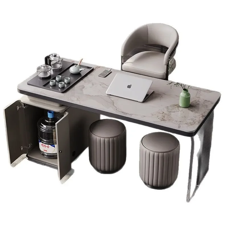 Light luxury balcony tea table kettle integrated office home small apartment acrylic slate small