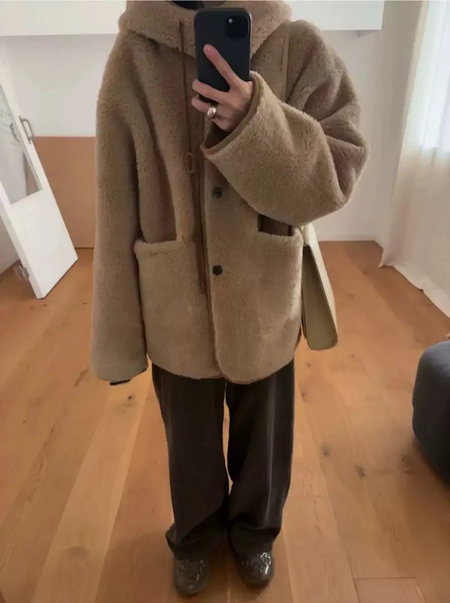 

Casual Oversized Neutral Color Coat for Women Winter New Arrival PREON Brand Polyester Material Long Sve Button Closure