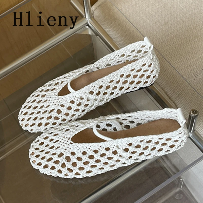 

Hlieny/летние женские лоферы с полой сеткой, модные женские пляжные повседневные туфли без шнуровки с круглым носком, сандалии на плоской подошве, Zapatos De Mujer